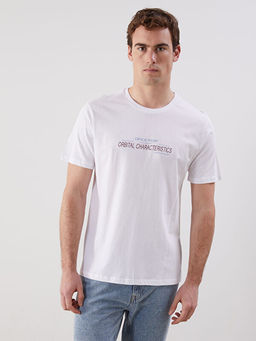 Bisiklet Yaka K?sa Kollu Bask?l? Penye Erkek Ti??rt