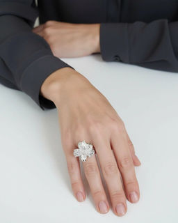 Кольцо с белым серебрением