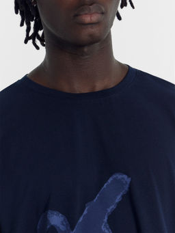 Футболка Mark Formelle мужская из хлопка с эластаном синяя с принтом  фото 4