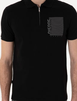 Siyah Slim Fit Polo Yaka Ti__rt