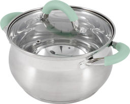 Кастрюля MENTOLO, 2,6 л, из нержавеющей стали с крышкой, ручки с силиконом арт.103576 - Mallony фото 2