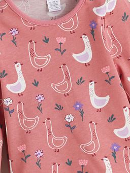 Bisiklet Yaka Bask?l? K?z Bebek Ti??rt