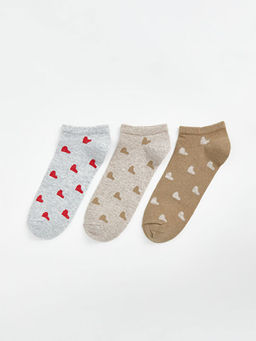 Desenli Kad?n Patik ?orap 3l? Paket