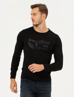 Siyah Slim Fit Bisiklet Yaka Triko Kazak - Pierre cardin фото 3