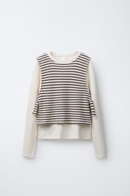 STRIPED T-SHIRT WITH COMBINED WAISTCOAT