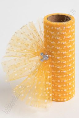 Фатин в горошек 15 см*10 ярд (SF-2941) светло-оранжевый №45