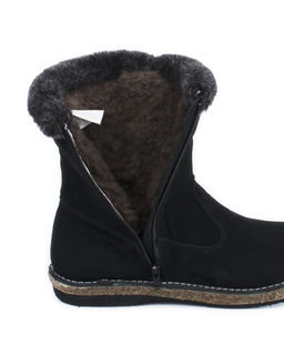 Полусапожки женские на войлочной подошве, черные, замша, молния.