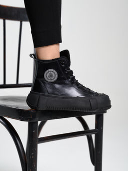 Ботинки 217.PODYUM151bl.Черный/байка