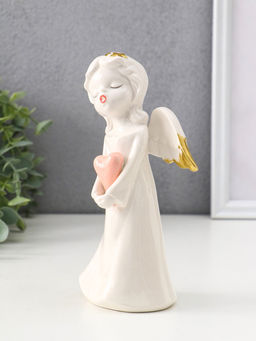 Фигурка керамика Ангел поющий с сердцем, 10.5?6.5?18 см