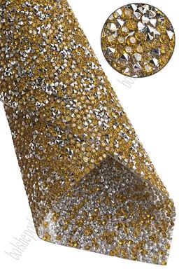Стразовое полотно на силиконовой основе 24*40 см (SF-6004) золото/серебро №14