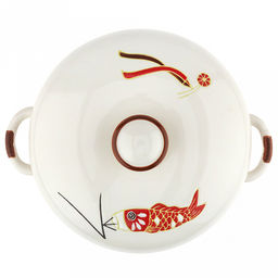 Супница фарфоровая Улов 2,1л, д18,5см, h11,5см, общая h16см, с крышкой, 2 ручки, с деколью, молочный, в коробке (Китай) - Домашняя мода фото 2