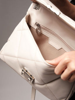 Сумка кожаная Deboro 30558 ванильное молоко