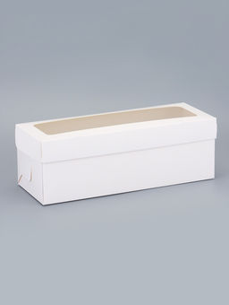 Цена за 50 шт. Коробка под рулет белая, с ПВХ окном, 30×11×10 см