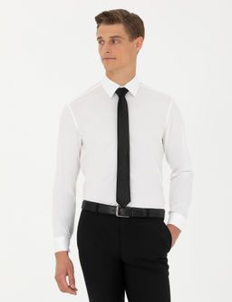 Белая классическая рубашка из хлопка приталенного кроя - Cacharel фото 3