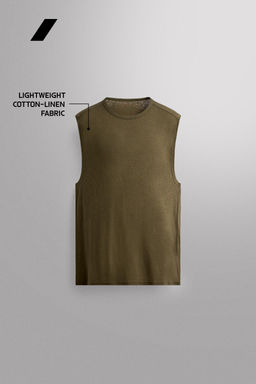 CAMISETA TANK LIGERA LINO - ALGOD?N / Verde medio - Zara фото 6