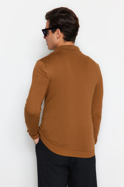 Camel Slim Fit Polo Yaka Triko Kazak TMNAW24KZ00076 - Trendyolmilla фото 6