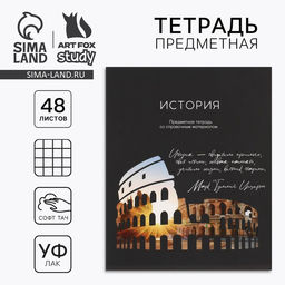Тетрадь в клетку, предметная, 48 л., на скрепке, А5 «Силуэт. История»