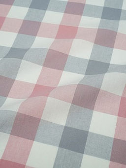 Вареный (стираный) хлопок Клетка (3.0*3.0см) цв.пыльная роза/серый, ш.2.5м, хл-100%, 115гр/м.кв