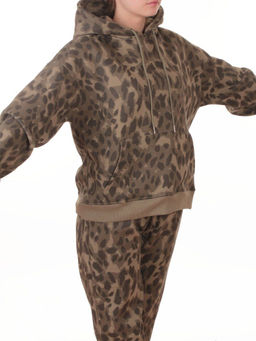 868-6 GREEN/LEOPARD Костюм спортивный зимний женский (95% хлопок, 5% полиэстер)