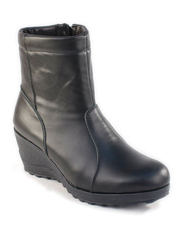 Полусапожки женские на платформе черные, кожа, молния