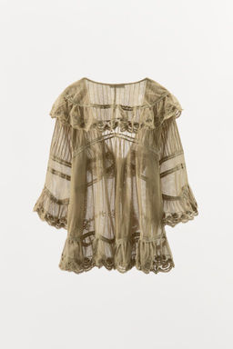 EMBROIDERED TULLE TOP WITH RUFFLES - Zara фото 6