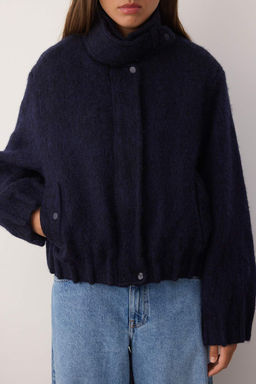 Lacivert Regular Kal?p Tuylu Kase Bomber Ince Ceket Mont TWOAW26MO00101 - Trendyolmilla фото 4