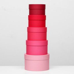 Набор круглых подарочных коробок 5 в 1 «Пантон 200», однотонный, 23×23×14 - 15×15×10 см