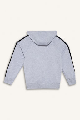 Kap__onlu Bask_l_ Sweatshirt Erkek _ocuk - Defacto фото 4