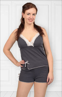 Пижама с шортами на бретелях (90-10)