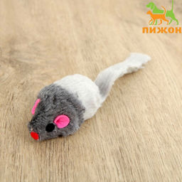 Мышь пушистая Жемчужная, 6 см, серая/белая