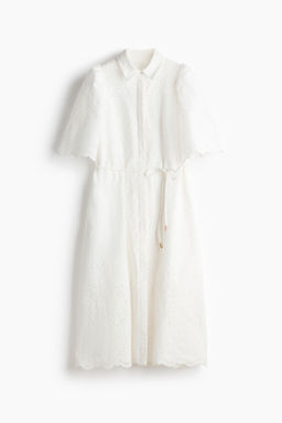 Vestido camisero de algod?n con bordado ingl?s