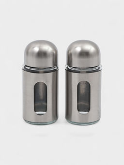 Набор для специй «Патрон», перечница и солонка 90 мл, с металлической крышкой, стекло