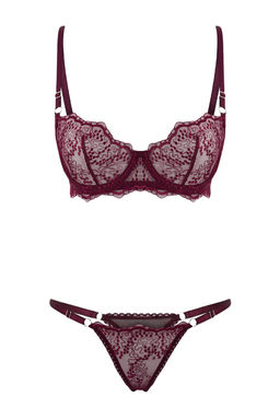 Bordo Brode Cicekli Kaps?z Ic Camas?r? Tak?m? THMSS26CC00020