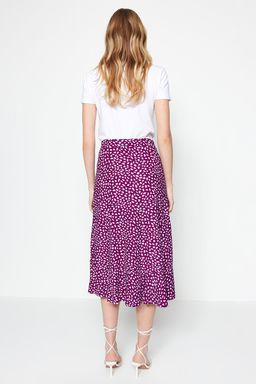 TRENDYOLMILLA K?rm?z? Bask?l? Buzgu Detayl? ve Volanl? Yuksek Bel Esnek Etek TWOSS21ET0029 фото 32