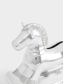 Копилка, 13 см, фарфор P, серебристая, Лошадка-качалка, Horse - Anna lafarg фото 3
