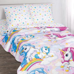 КПБ поплин 1,5 сп. с 1 нав. 70*70 с детским рисунком (молния) - КАРУСЕЛЬКА 1,5 сп. (1 нав.70x70)