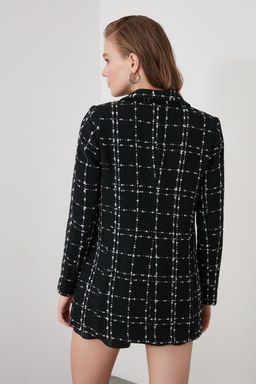 Siyah Tuvit Regular Dokuma Ekose Blazer Ceket TWOAW21CE0105