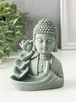 Подставка под благовония песчаник "Будда и фонтан с лотосом" 7х10,5х13 см