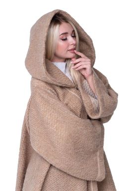 Пончо стильное из верблюжьей шерсти с капюшоном - Woollamb фото 8