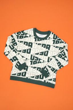 Erkek _ocuk Koyu Ye_il Bisiklet Yaka Sweatshirt