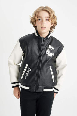 Водоотталкивающий бомбер для мальчиков с воротником-стойкой - Defacto фото 4