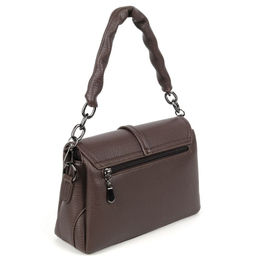 Женская сумка через плечо из эко кожи с тремя отделениями под клапаном 9802 Браун - Cidirro фото 3