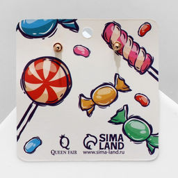 Серьги Конфетки со звёздочками, бело-зелёный в золоте - Queen fair фото 3