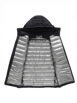 Куртка мужская стёганая с капюшоном с графеновой подкладкой черного цвета 9623_1Ch