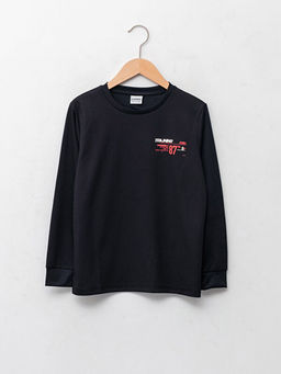 Bisiklet Yaka Bask?l? Uzun Kollu Erkek ?ocuk Ti??rt - Waikiki фото 2