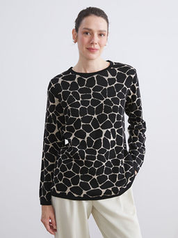 Bisiklet Yaka Desenli Kad?n Triko Kazak