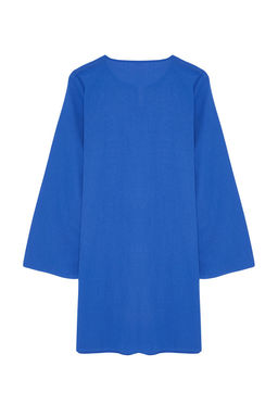 Mavi Mini Dokuma Nak?sl? %100 Pamuklu Plaj Elbisesi TBESS24EL00148 - Trendyolmilla фото 8