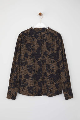 Cok Renkli Cicek Desenli Oversize/Genis Kal?p Boho Gomlek TWOAW26GO00037 TWOAW26GO00037
