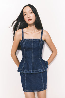 Top denim con peplum - H&m фото 2