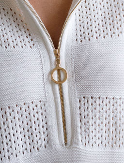 Джемпер фактурной вязки на молнии - Vilatte фото 2